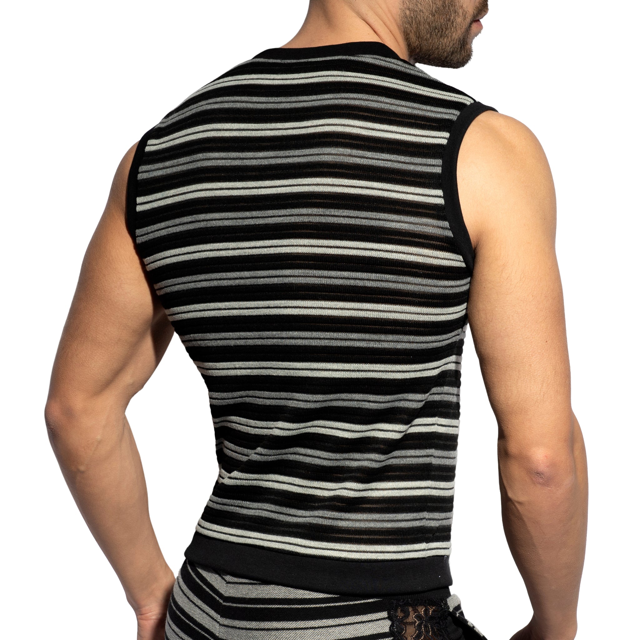 ES Collection Whisper Stripes Tank Top Black SP323