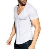 ES Collection Deep V-Neck T-Shirt White TS333