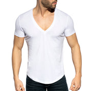 ES Collection Deep V-Neck T-Shirt White TS333