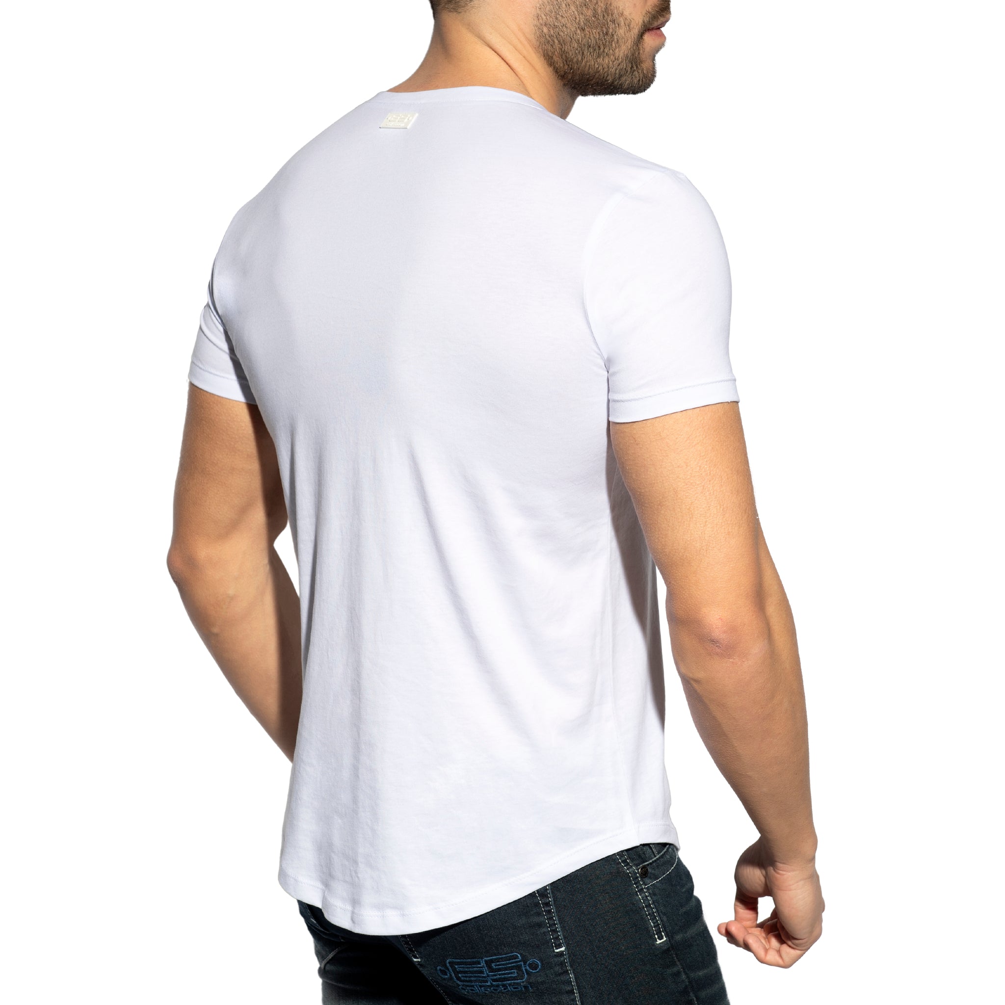 ES Collection Deep V-Neck T-Shirt White TS333