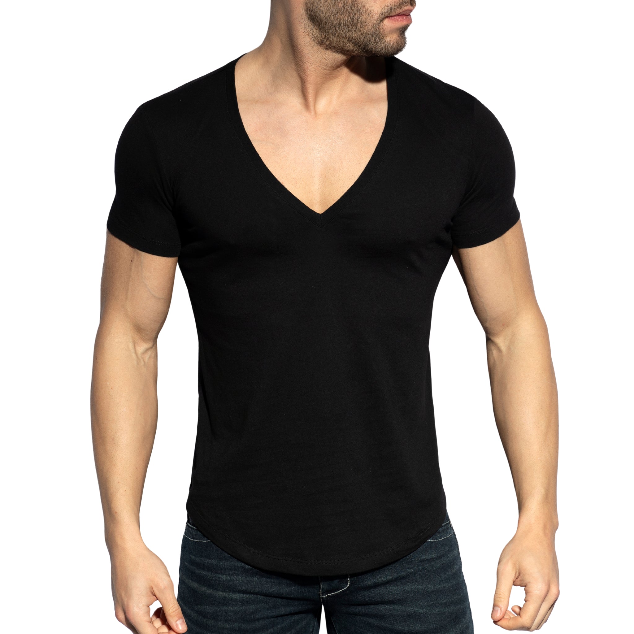 ES Collection Deep V-Neck T-Shirt Black TS333