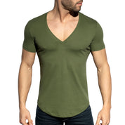 ES Collection Deep V-Neck T-Shirt Khaki TS333