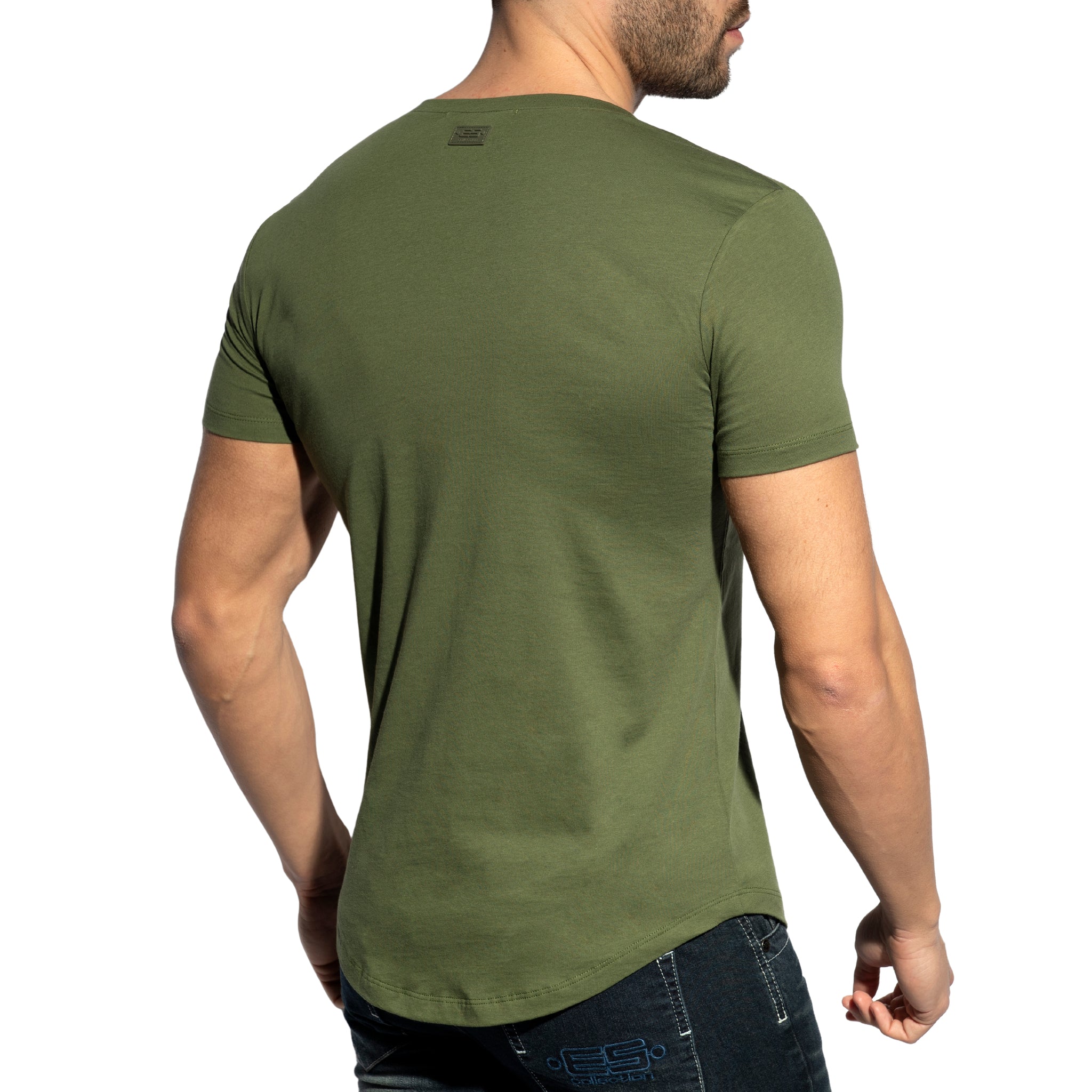 ES Collection Deep V-Neck T-Shirt Khaki TS333