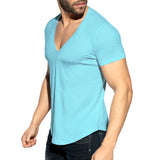 ES Collection Deep V-Neck T-Shirt Sky Blue TS333