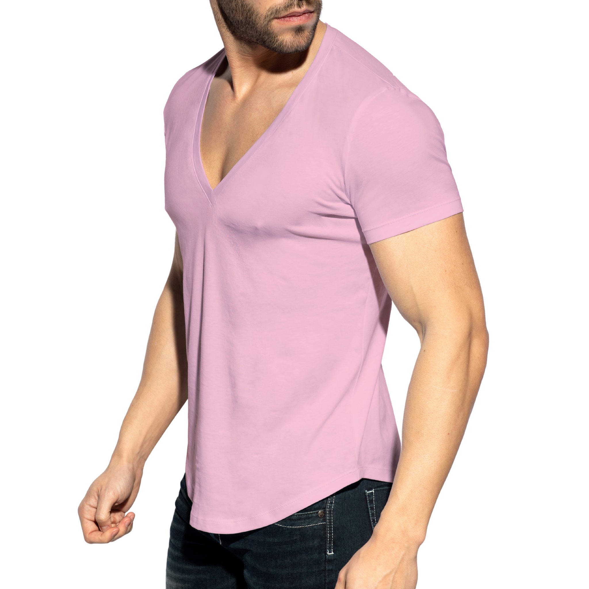 ES Collection Deep V-Neck T-Shirt Baby Pink TS333