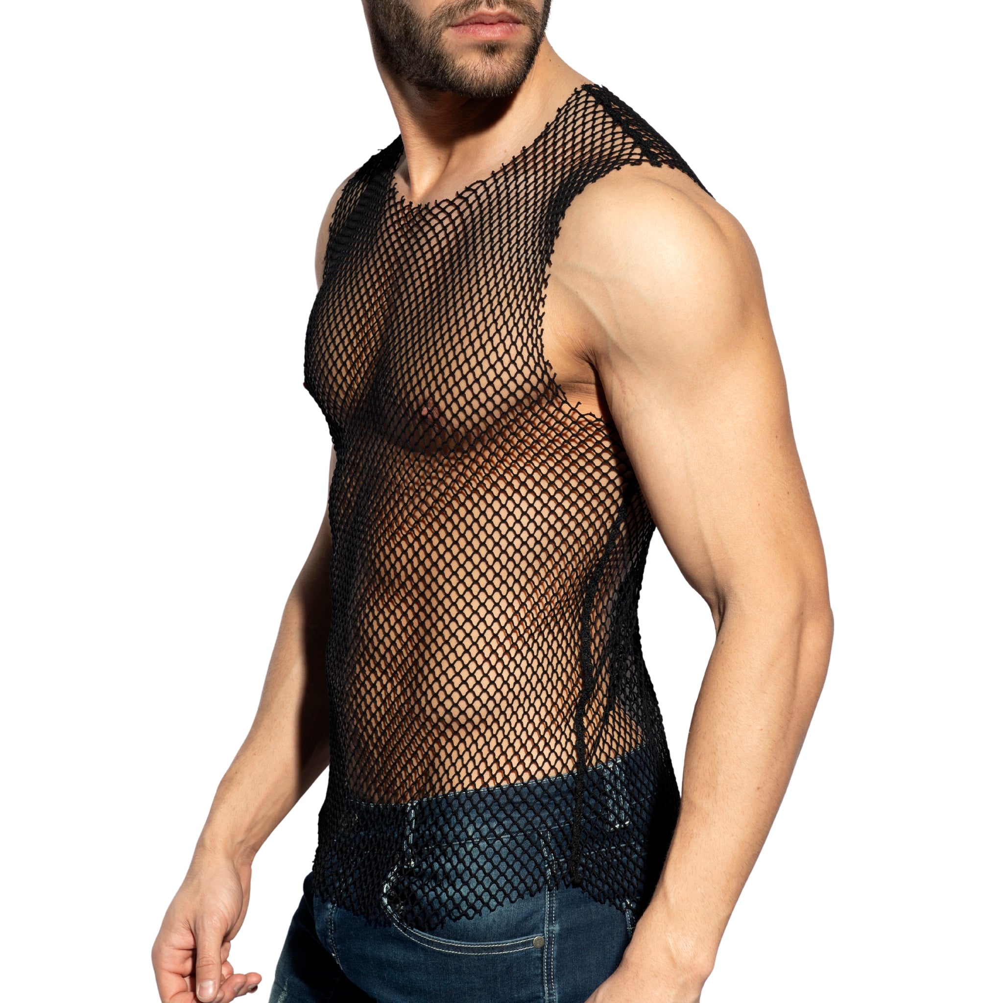 ES Collection Beachy Net Tank Top Black TS334