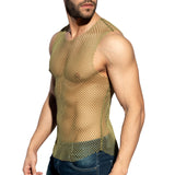 ES Collection Beachy Net Tank Top Khaki TS334