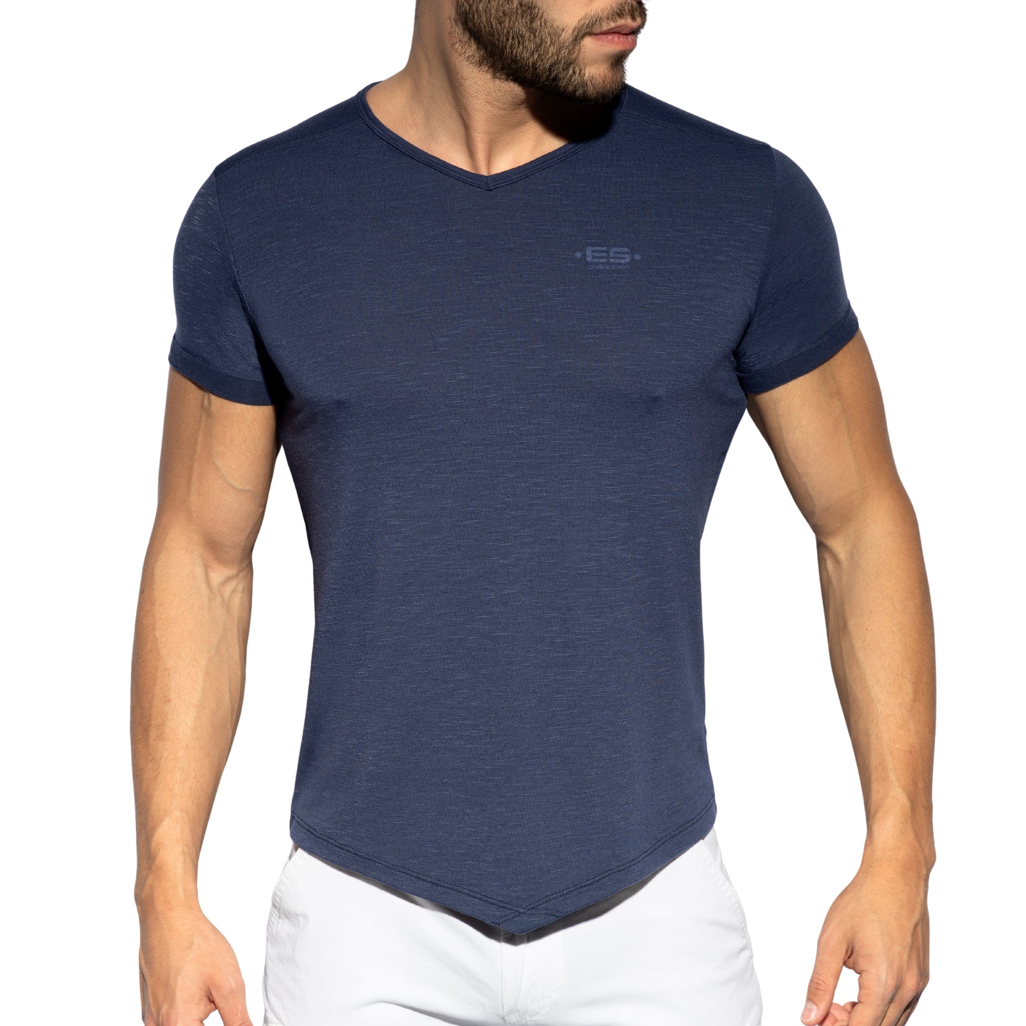 ES Collection V-Neck Flame T-Shirt Navy TS283