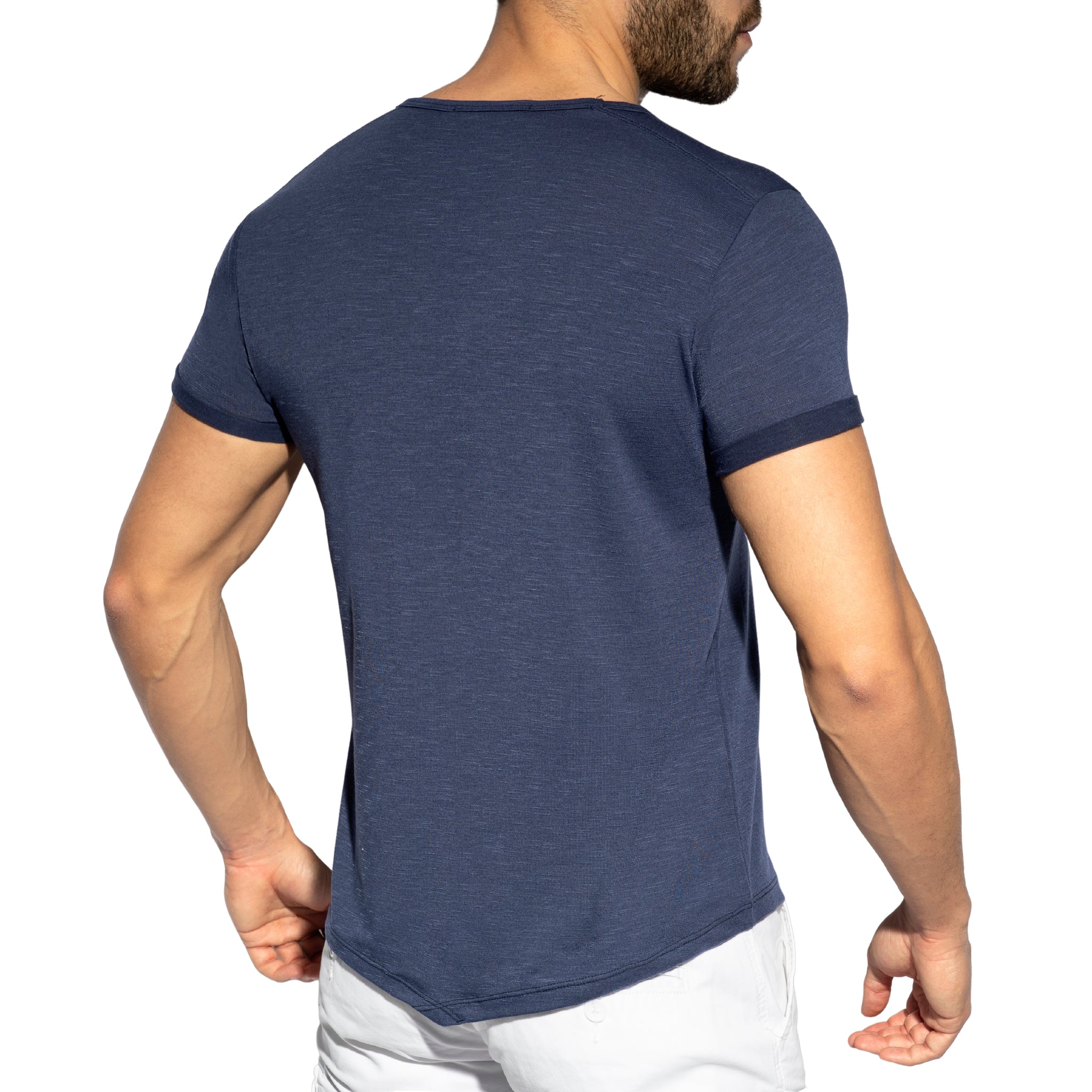 ES Collection V-Neck Flame T-Shirt Navy TS283