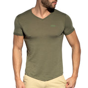 ES Collection V-Neck Flame T-Shirt Khaki TS283