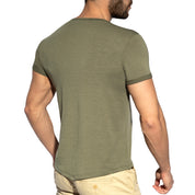 ES Collection V-Neck Flame T-Shirt Khaki TS283