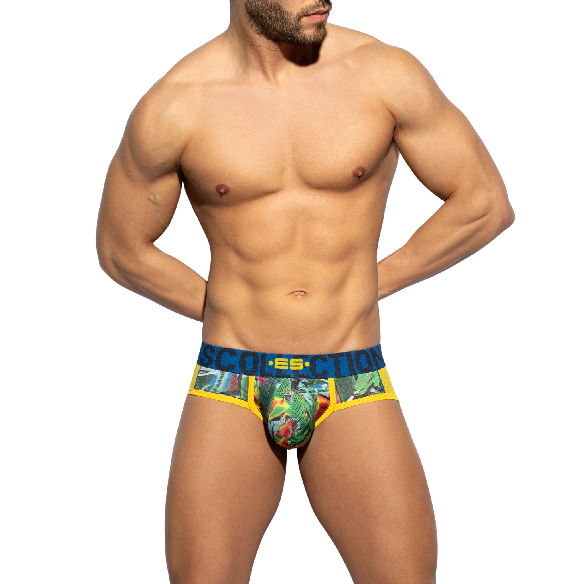 ES Collection Floral-Mesh Brief Yellow UN417