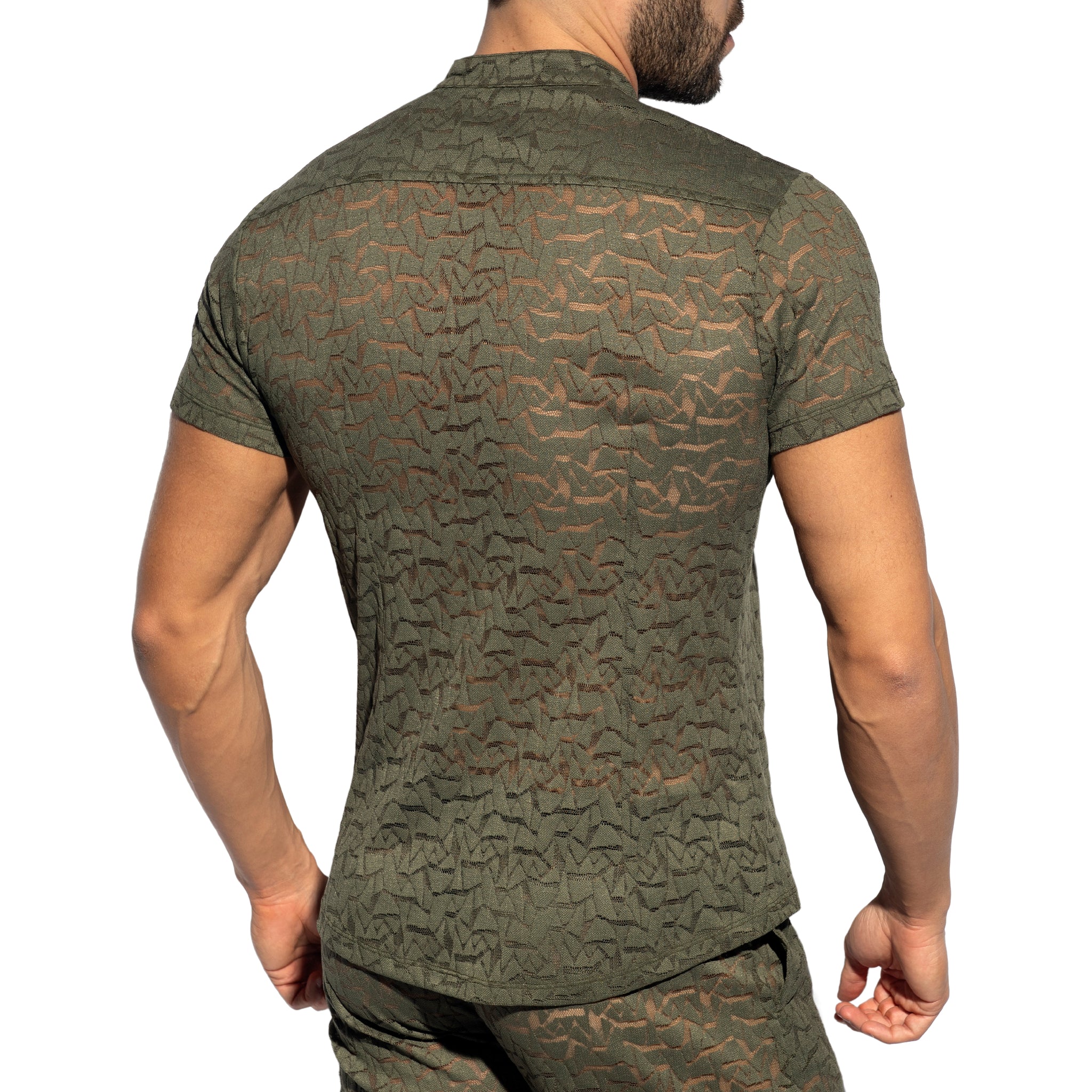 ES Collection Spider Short Sleeves Shirt Khaki SHT026