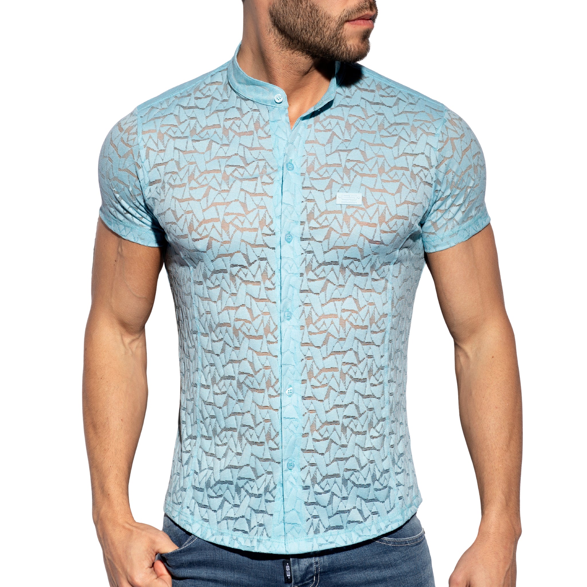 ES Collection Spider Short Sleeves Shirt Sky Blue SHT026