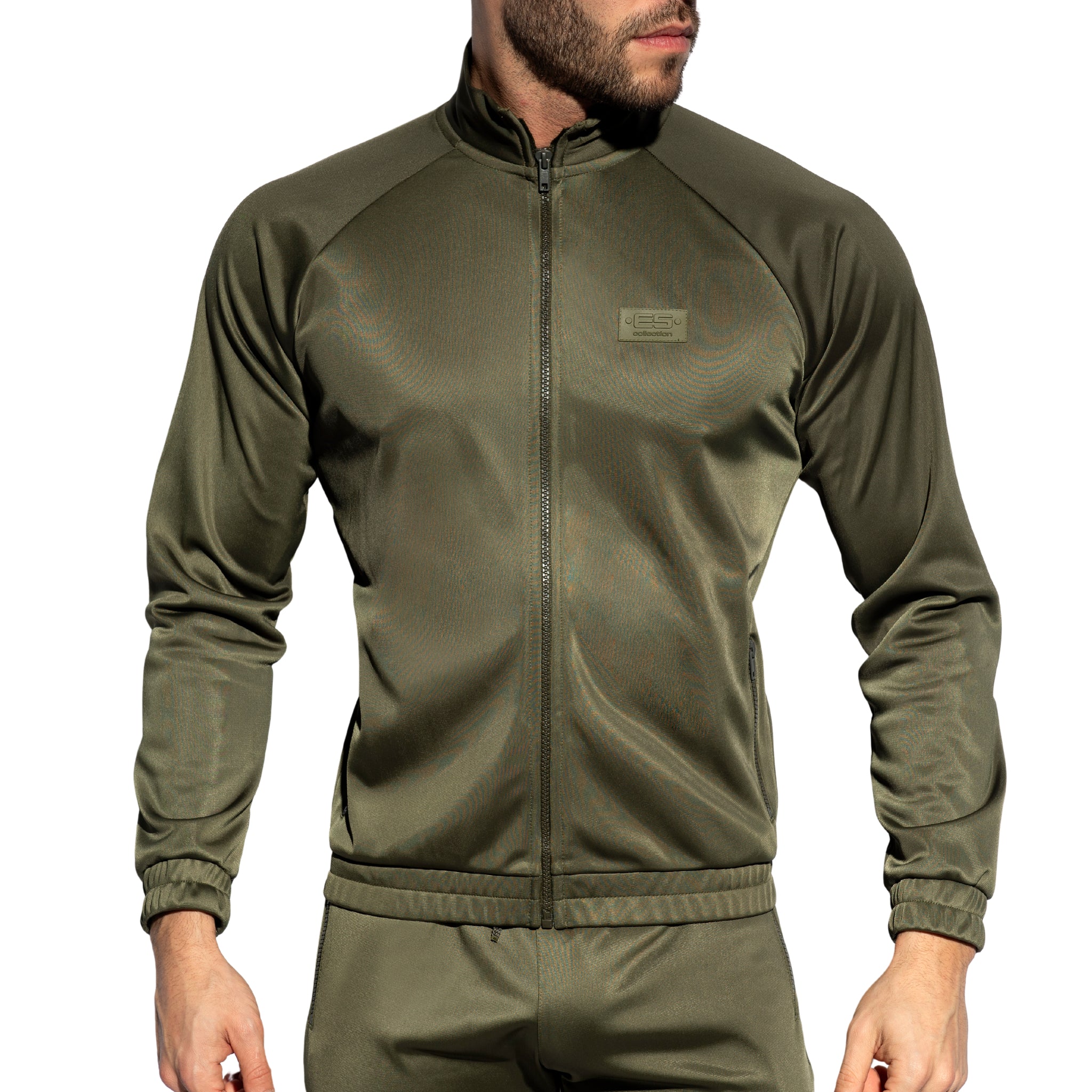 ES Collection Zip Pockets Plain Jacket Khaki SP316