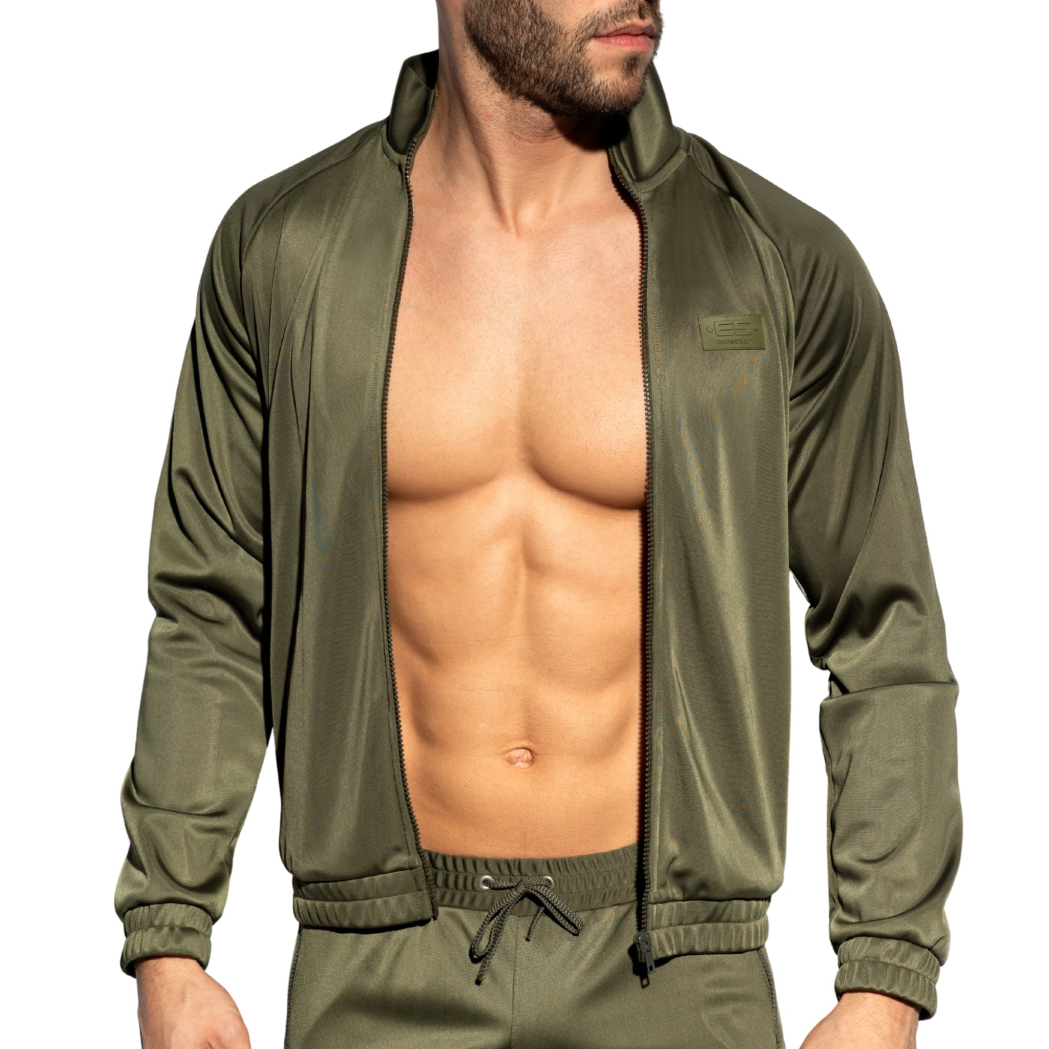 ES Collection Zip Pockets Plain Jacket Khaki SP316