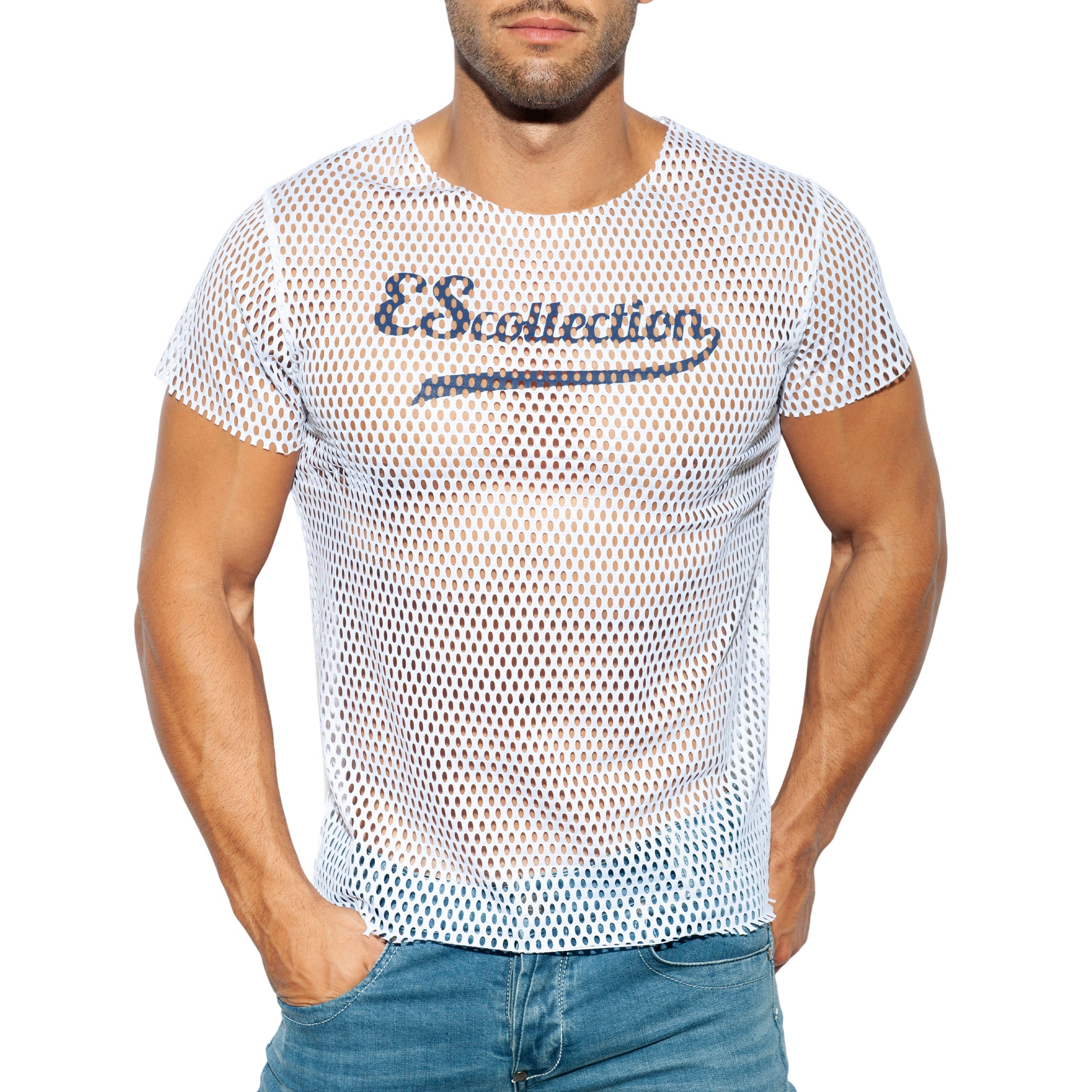 ES Collection Open Mesh T-Shirt White TS254