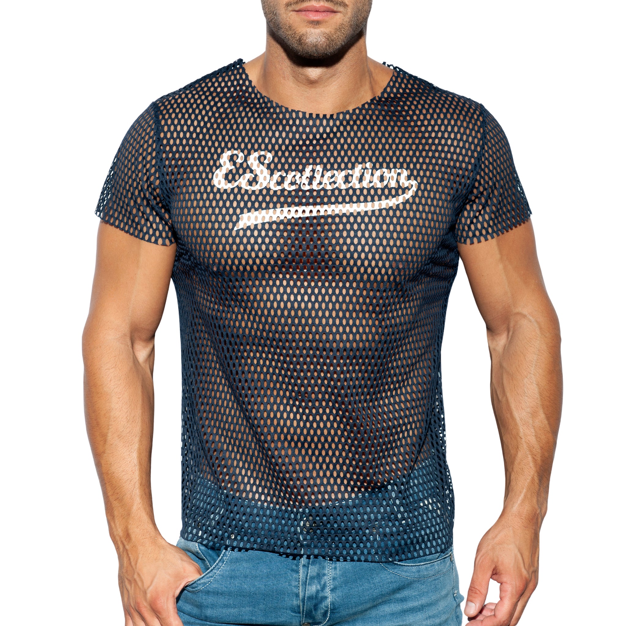 ES Collection Open Mesh T-Shirt Navy TS254