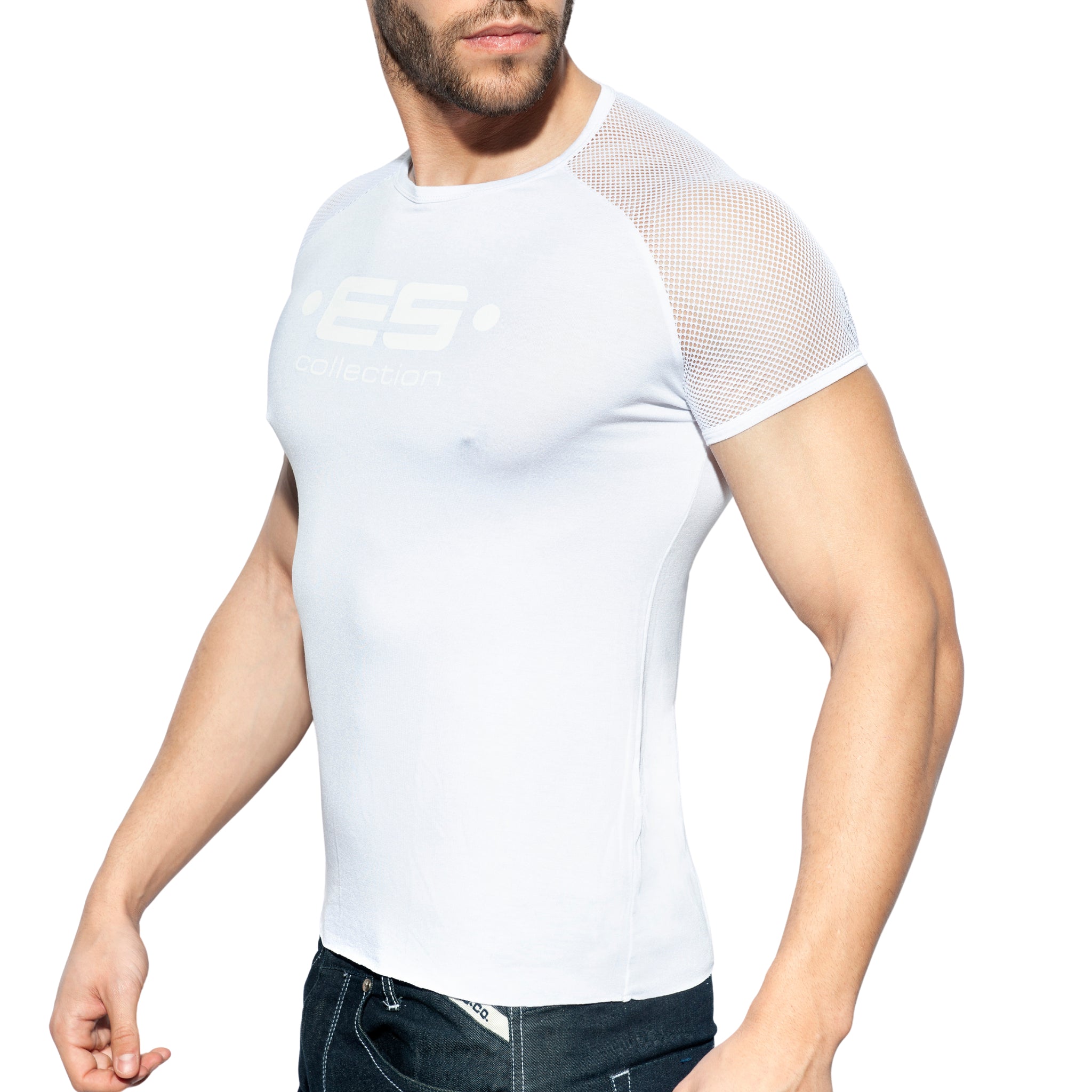 ES Collection Ranglan Mesh T-Shirt White TS264