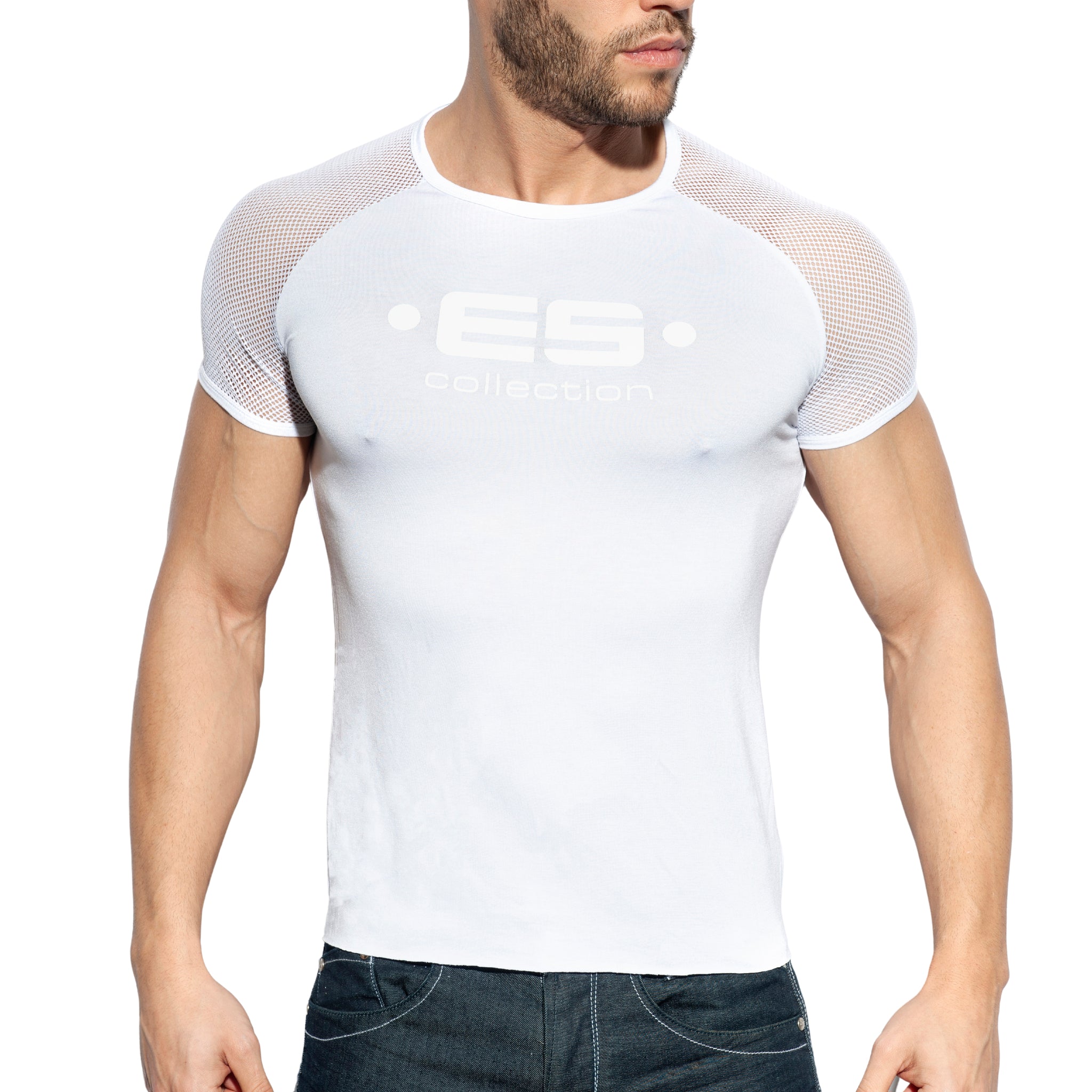ES Collection Ranglan Mesh T-Shirt White TS264