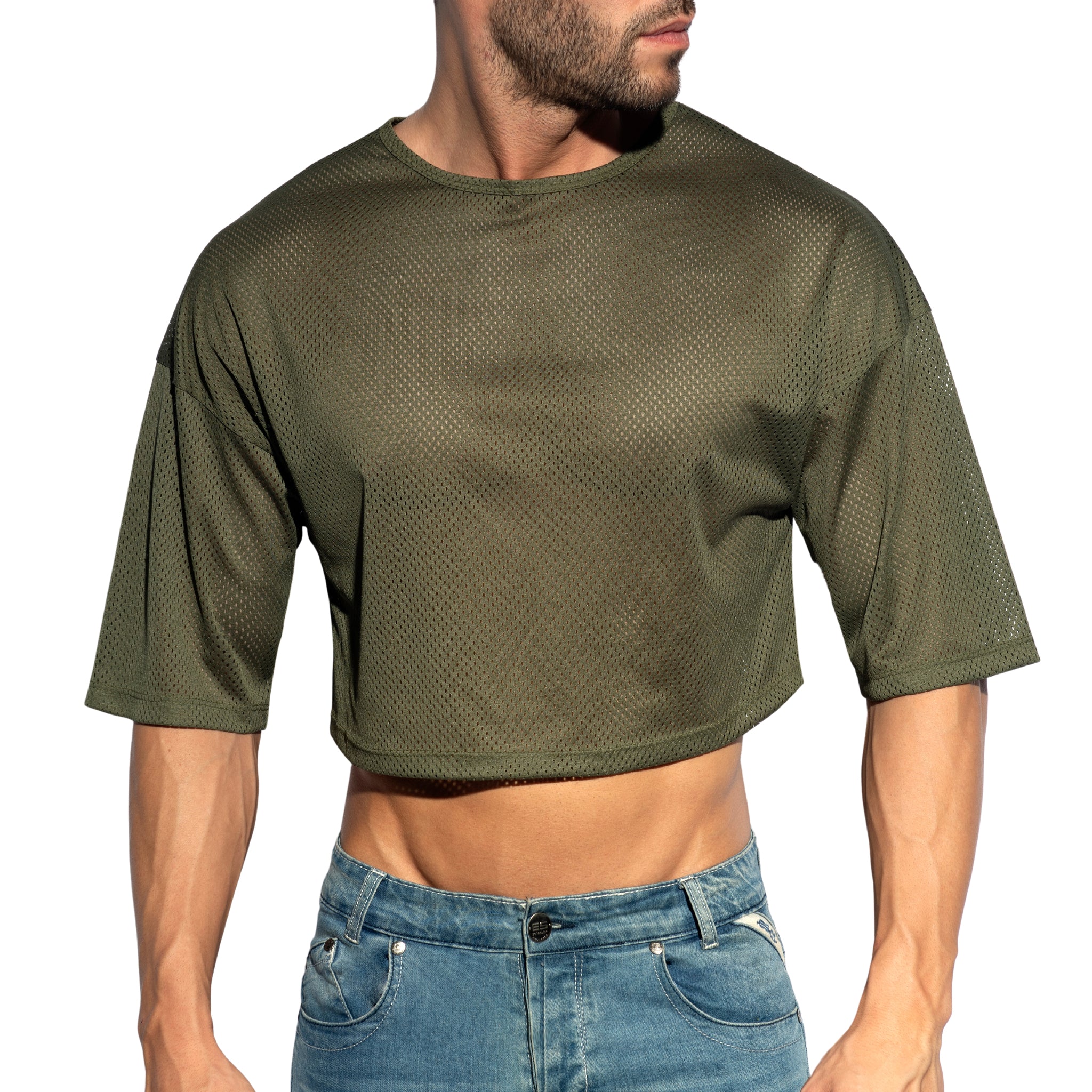 ES Collection Oversize Crop Top Khaki TS311