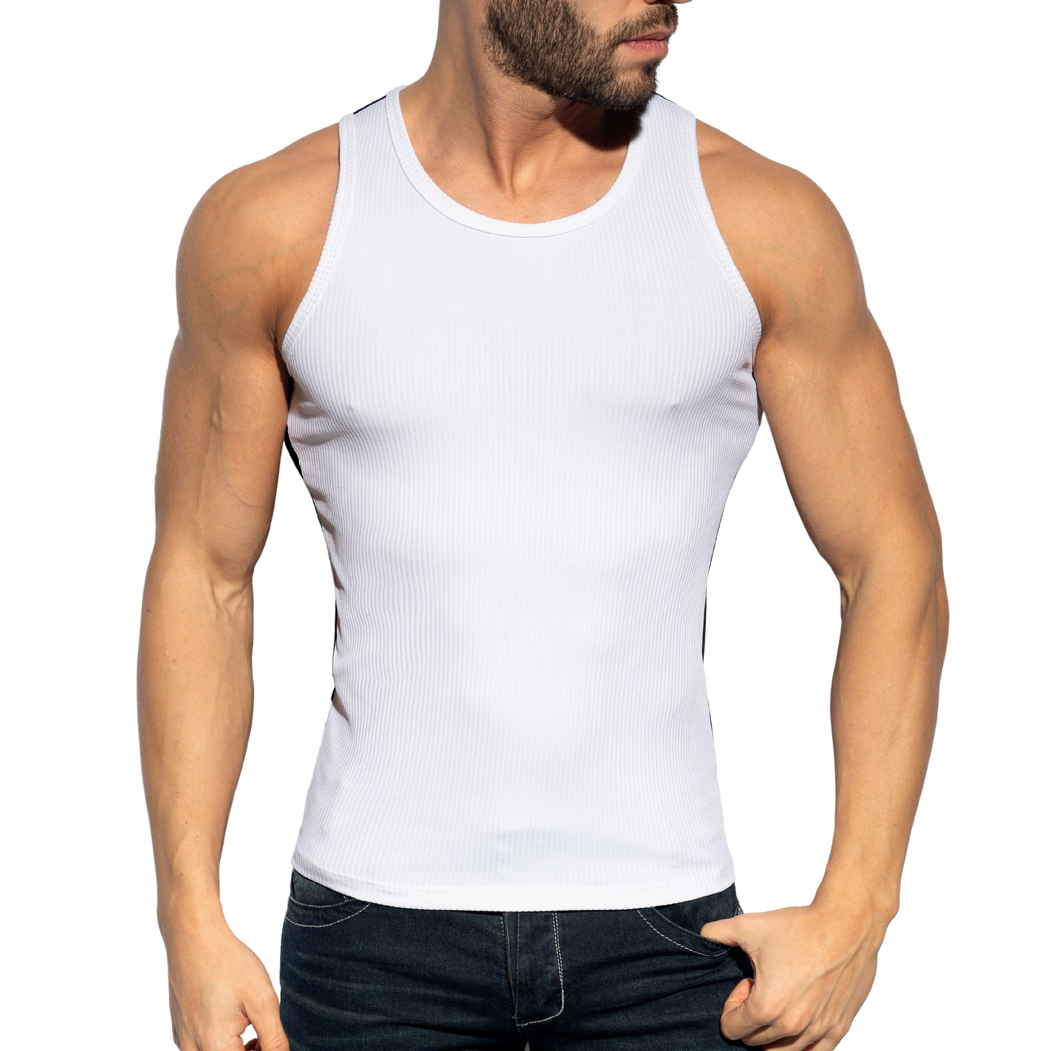 ES Collection Recycled Rib Bicolor Tank Top White TS323