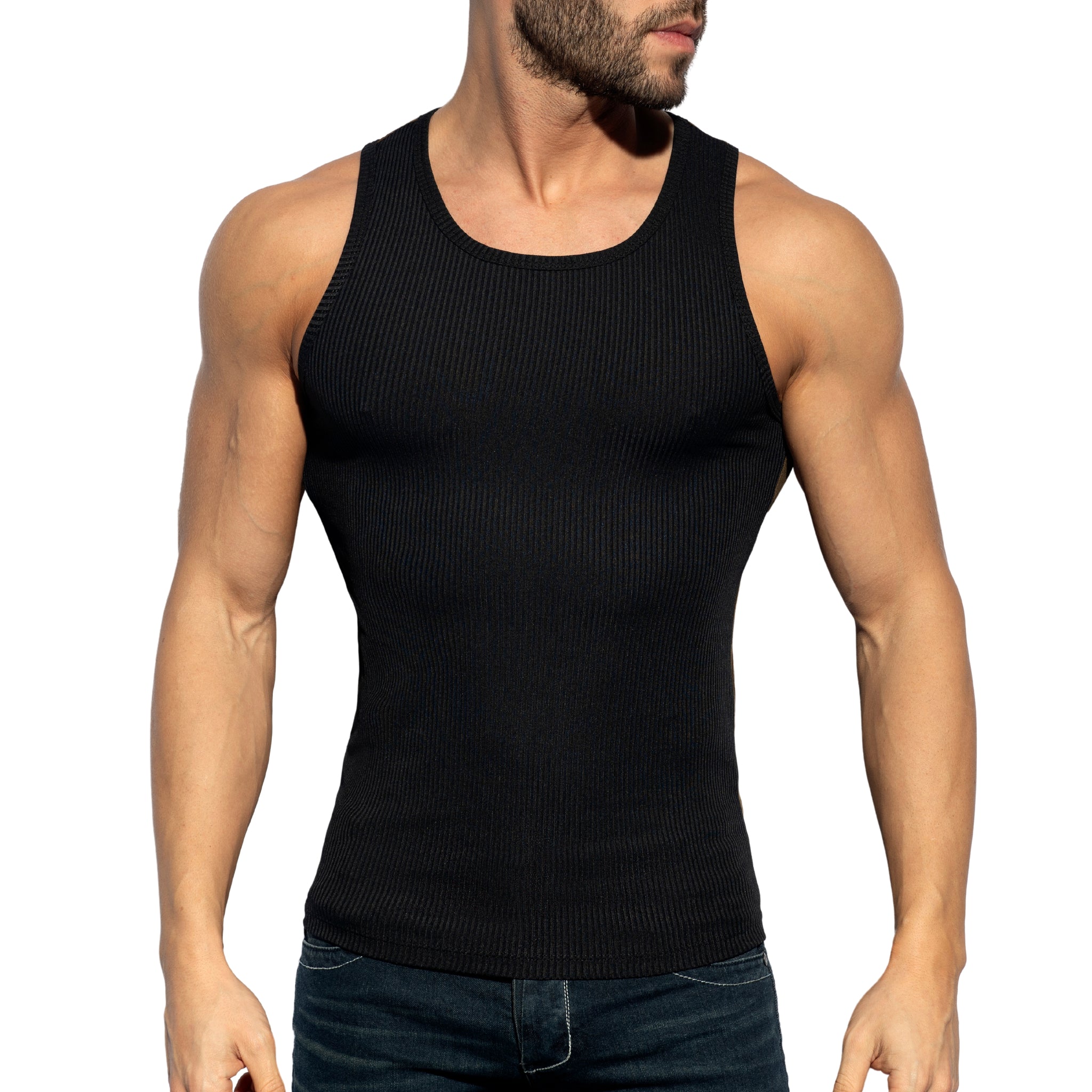 ES Collection Recycled Rib Bicolor Tank Top Black TS323