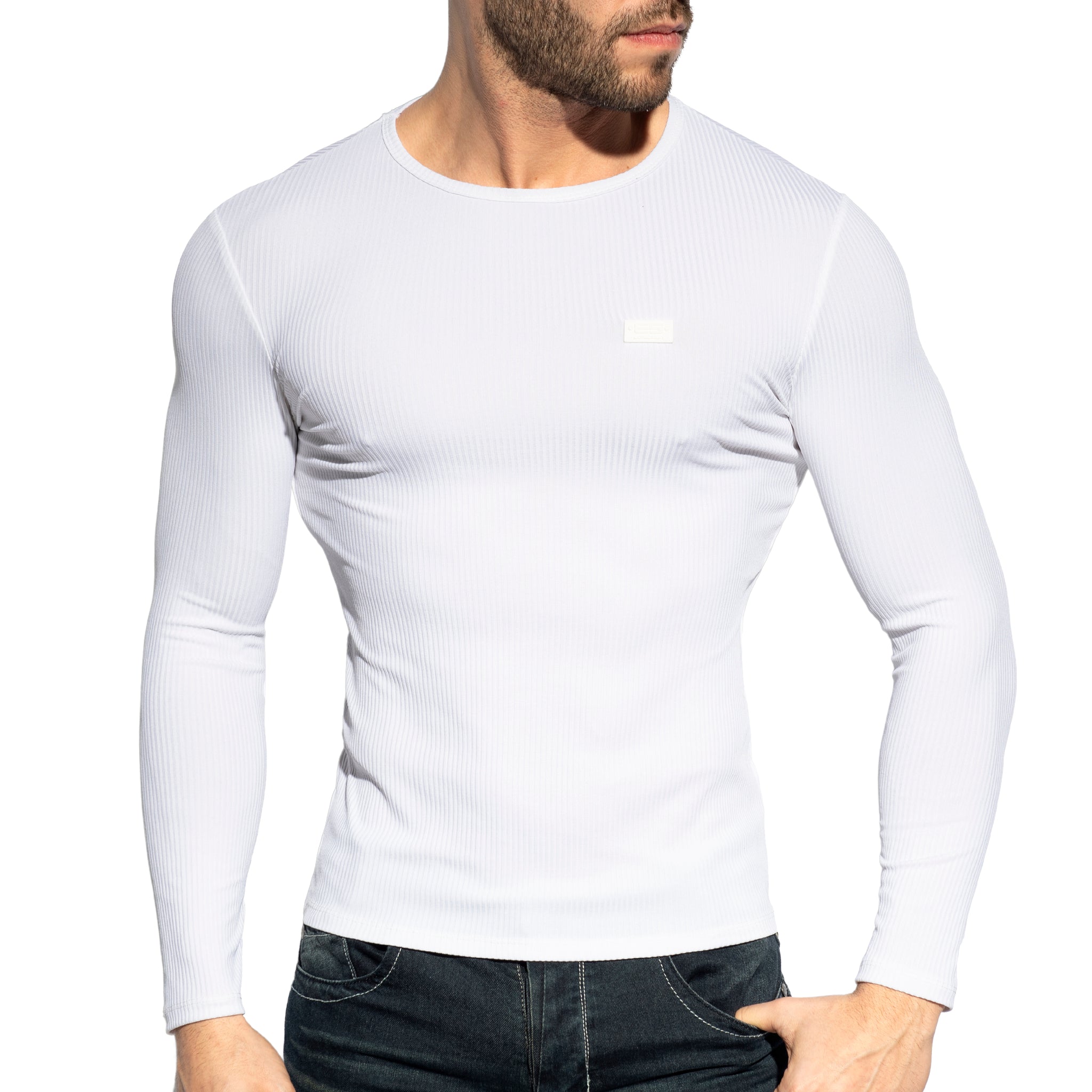 ES Collection Recycled Rib Long Sleeves T-Shirt White TS325
