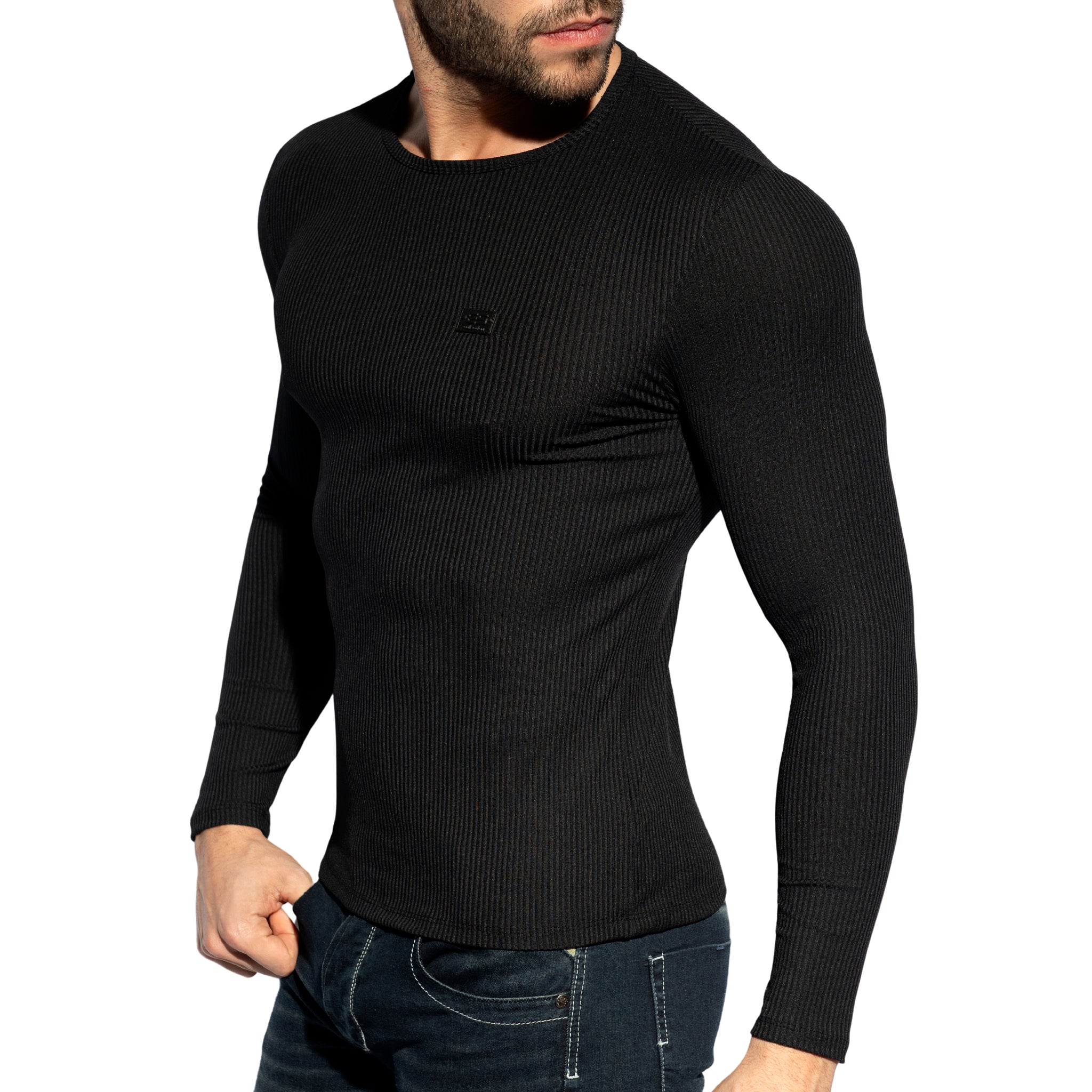 ES Collection Recycled Rib Long Sleeves T-Shirt Black TS325