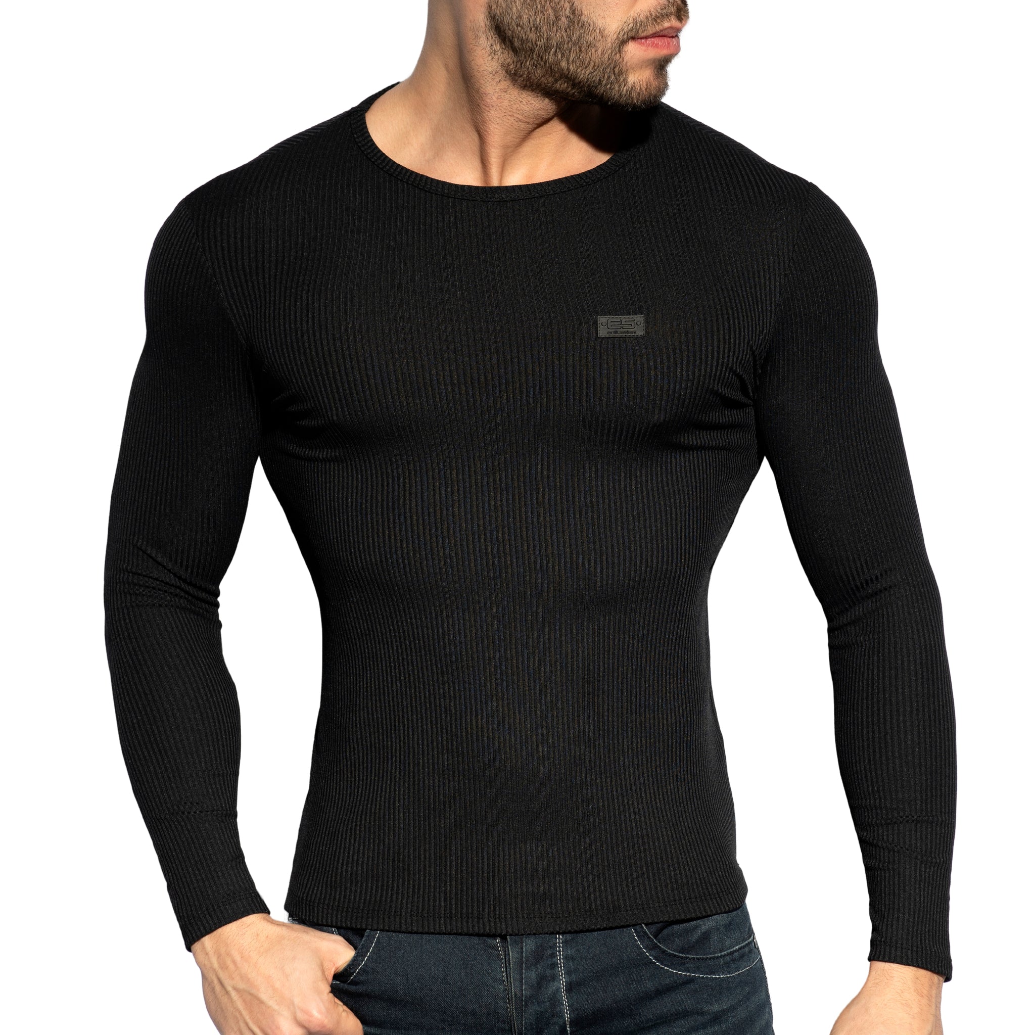 ES Collection Recycled Rib Long Sleeves T-Shirt Black TS325