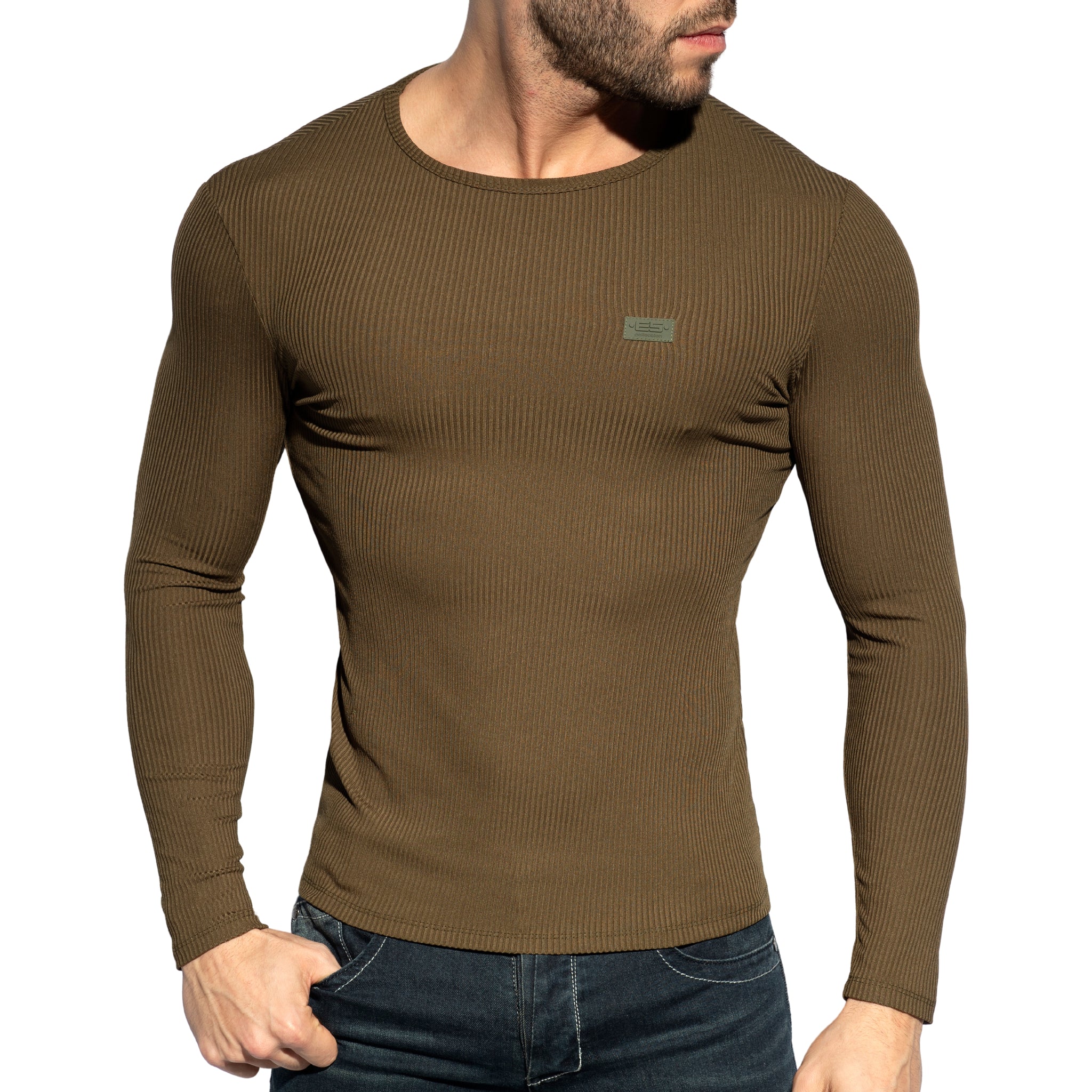 ES Collection Recycled Rib Long Sleeves T-Shirt Khaki TS325