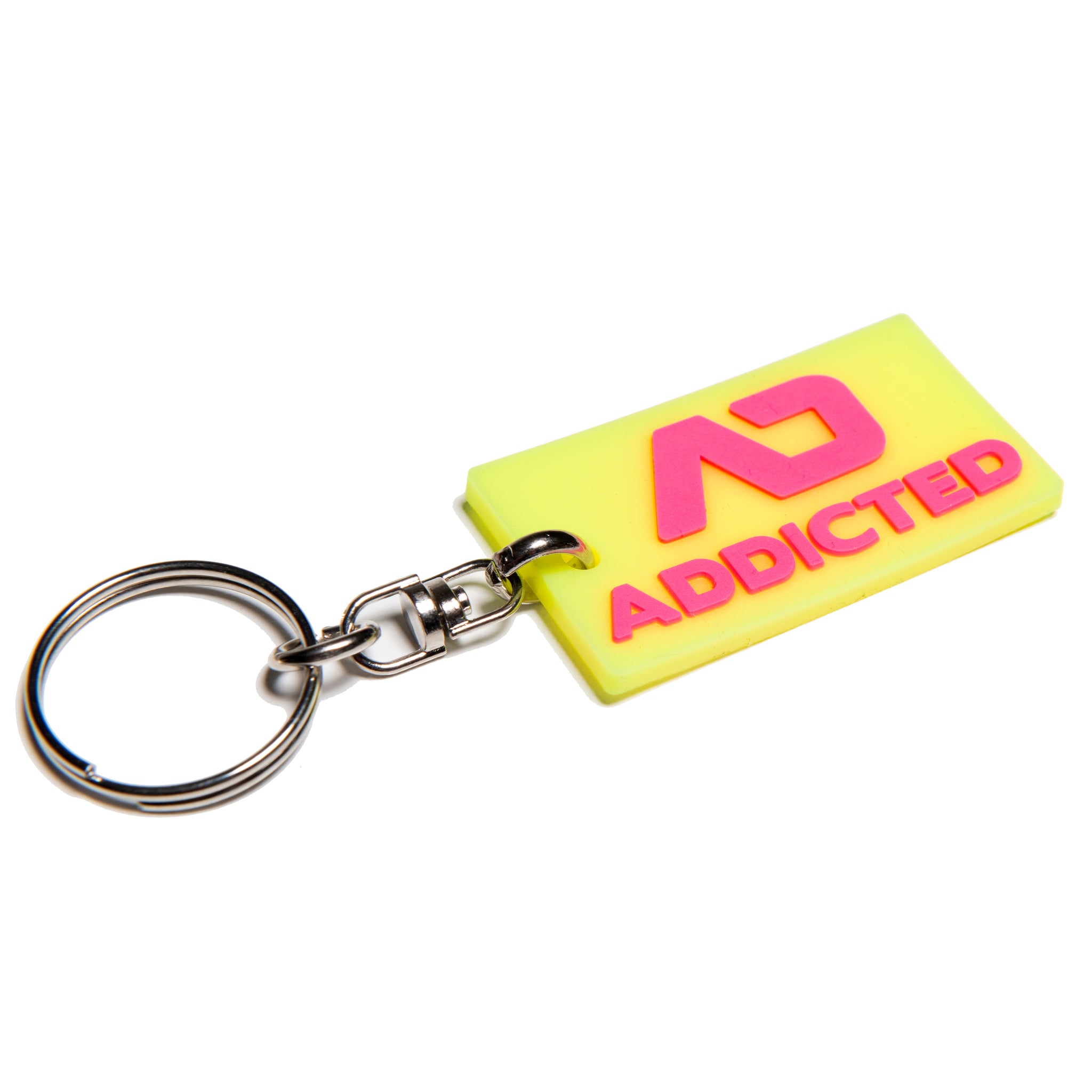 Addicted Addicted Rubber Keyring Neon Yellow AC223