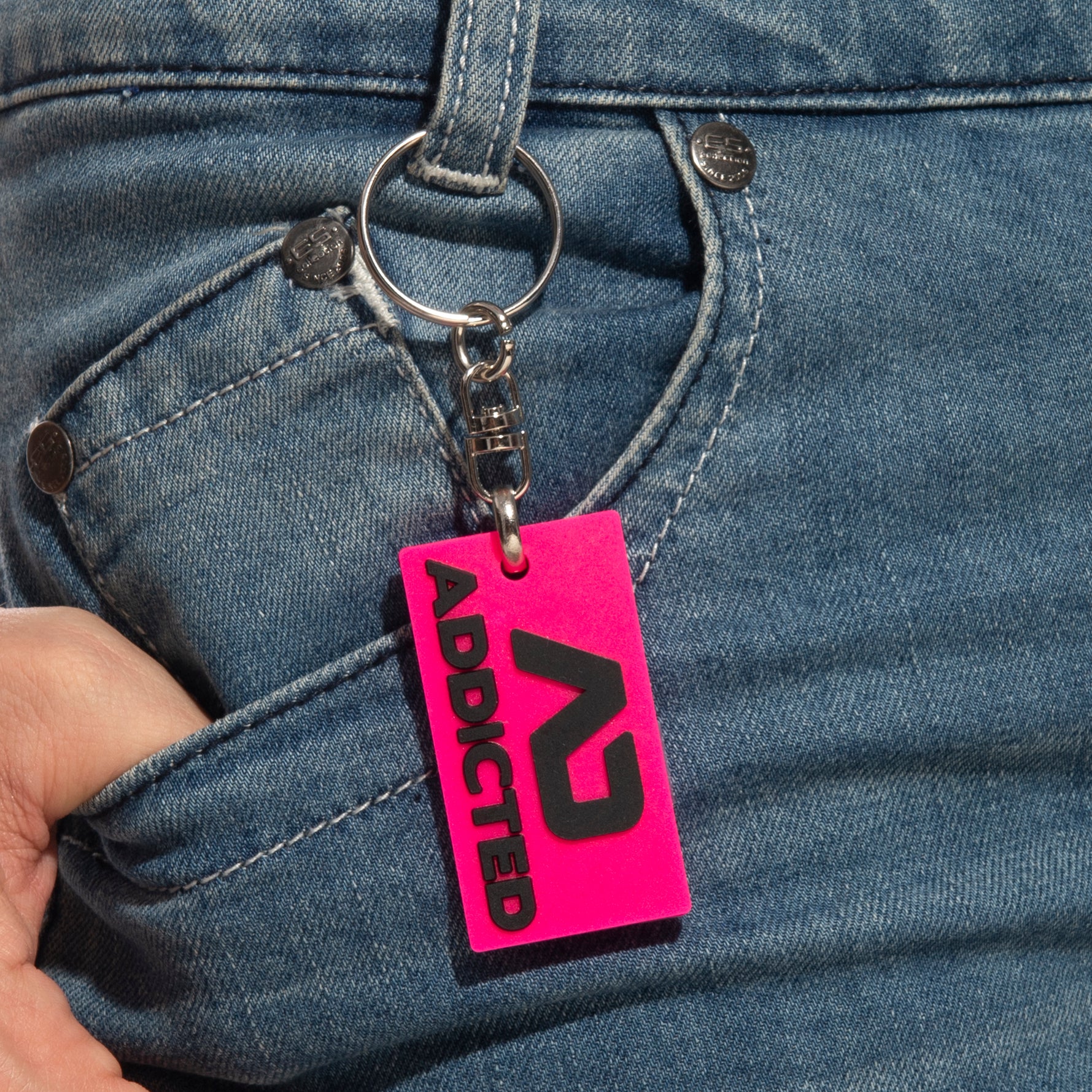 Addicted Addicted Rubber Keyring Fuchsia AC223