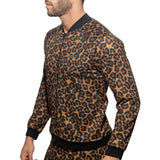 Addicted Leopard Bomber Jacket Brown AD1132