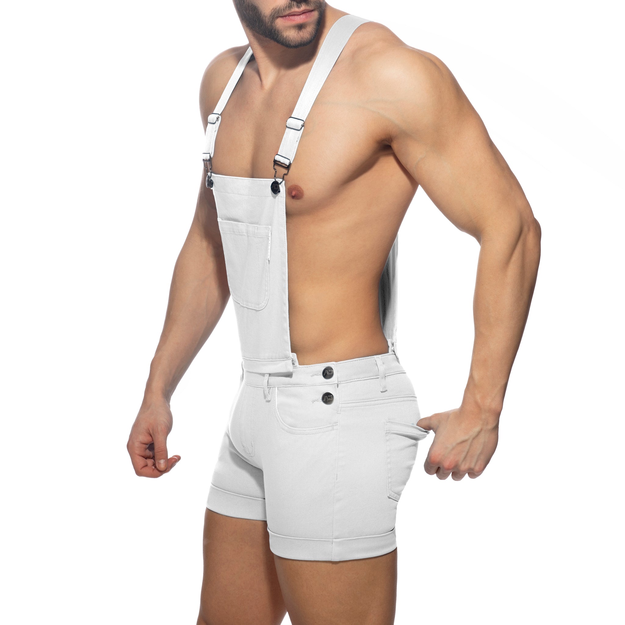 Addicted Removable Overalls Zipped White AD1160