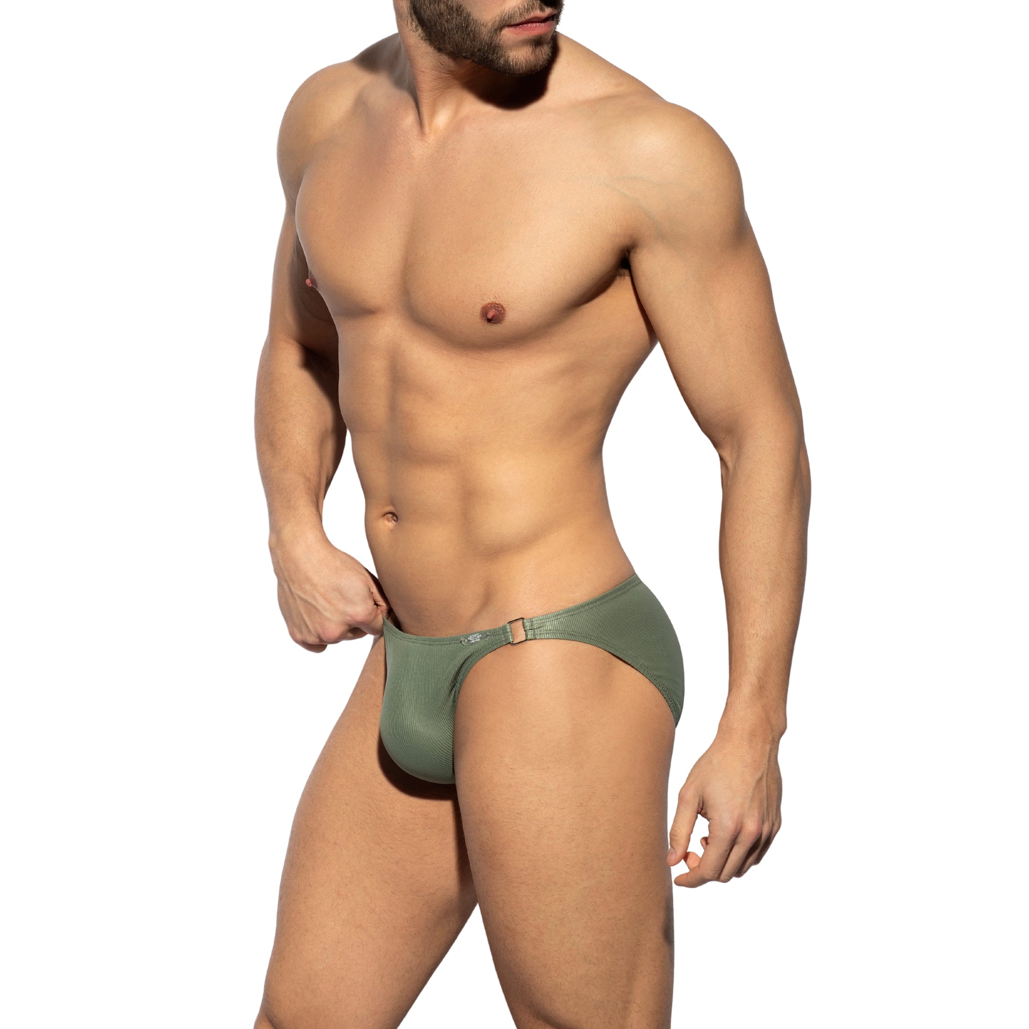 ES Collection Shiny Recycled Rib Bikini Khaki UN554