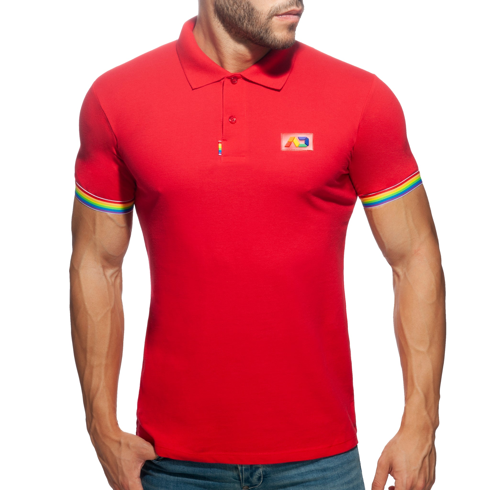 Addicted Rainbow Polo Shirt Red AD960