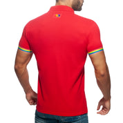 Addicted Rainbow Polo Shirt Red AD960