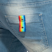 Addicted Rainbow Tape Bermuda Jeans Blue Jeans AD990