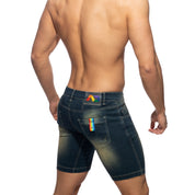 Addicted Rainbow Tape Bermuda Jeans Dark Jeans AD990