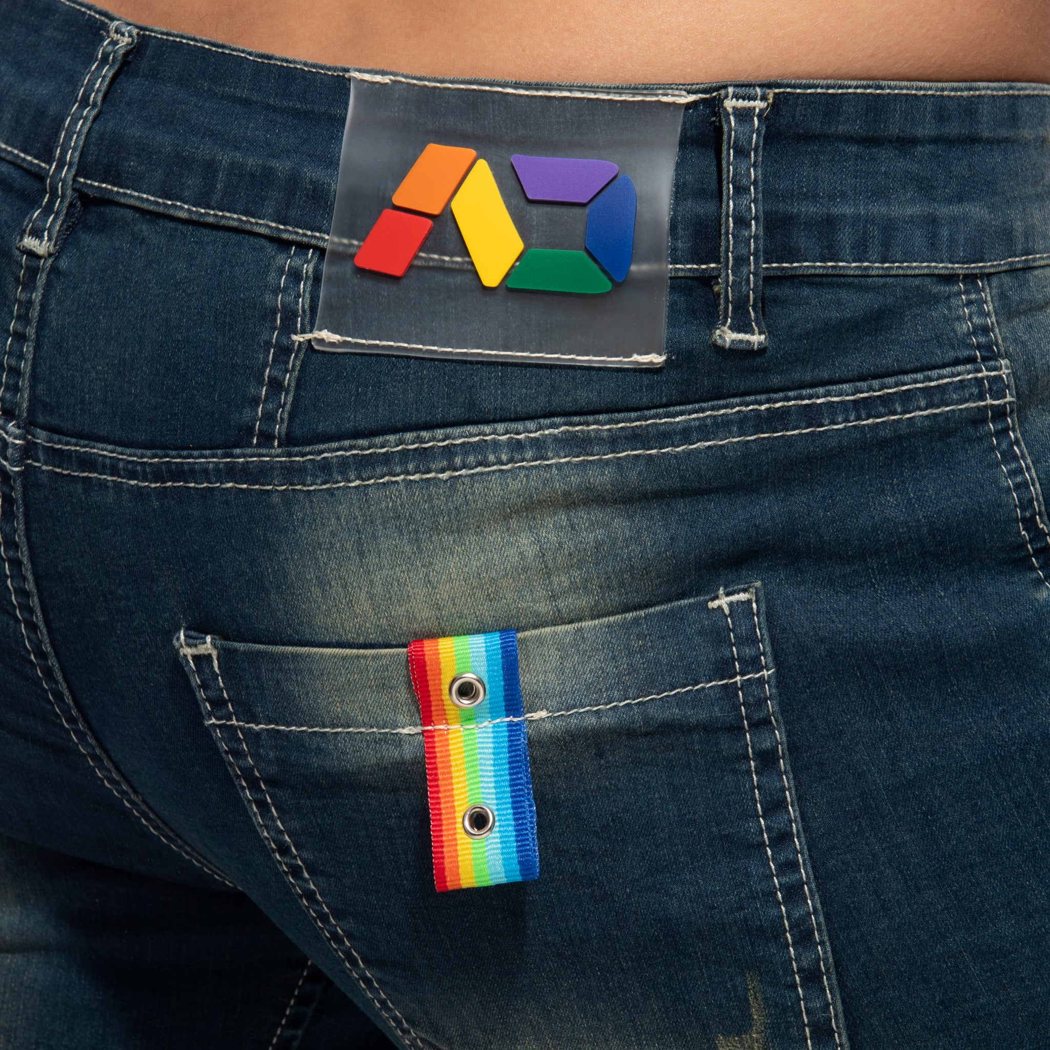 Addicted Rainbow Tape Bermuda Jeans Dark Jeans AD990