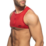 Addicted Mesh-Zip Crop Top Red AD998