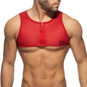 Addicted Mesh-Zip Crop Top Red AD998