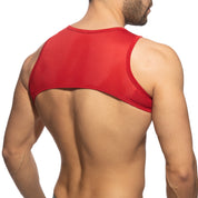 Addicted Mesh-Zip Crop Top Red AD998