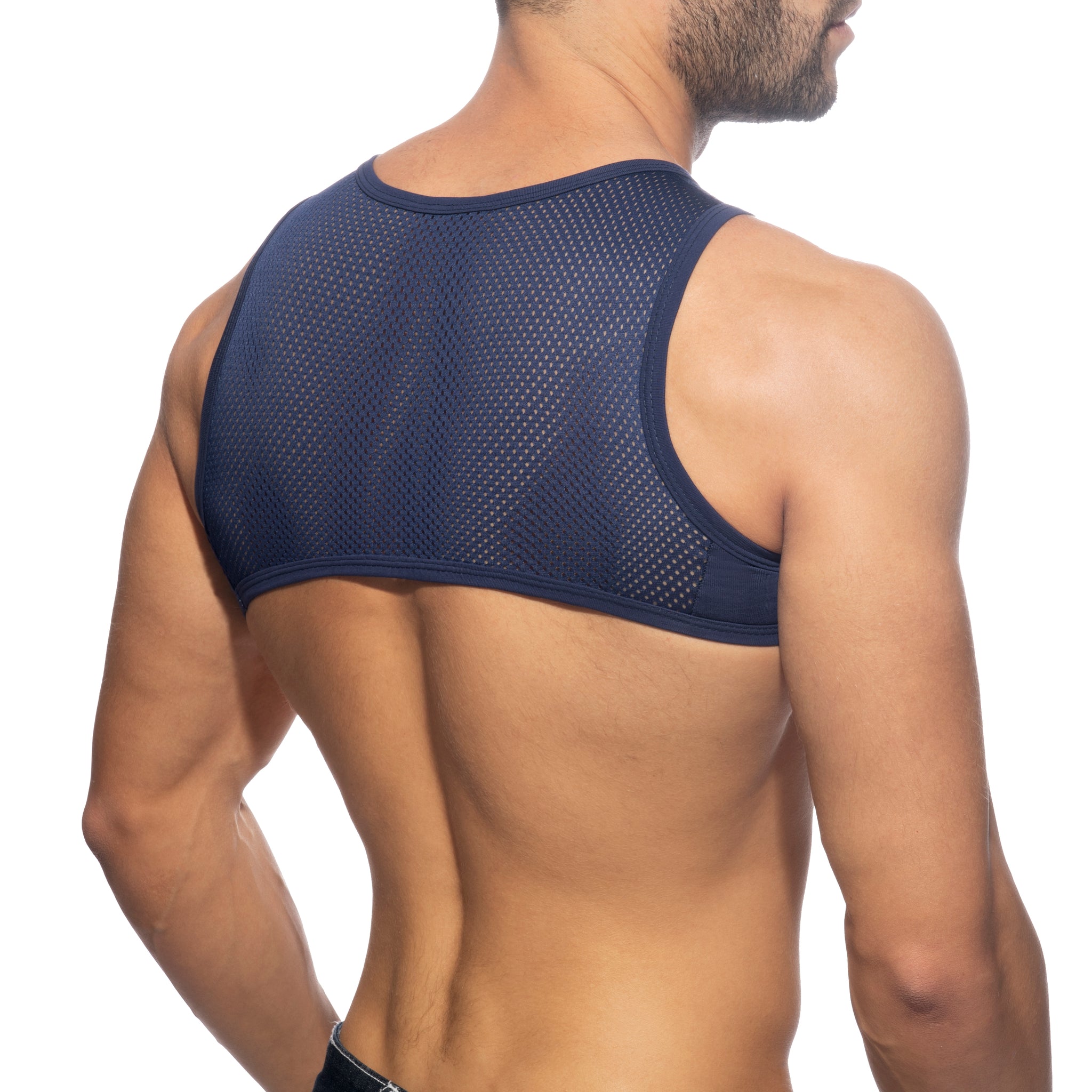 Addicted Mesh-Zip Crop Top Navy AD998