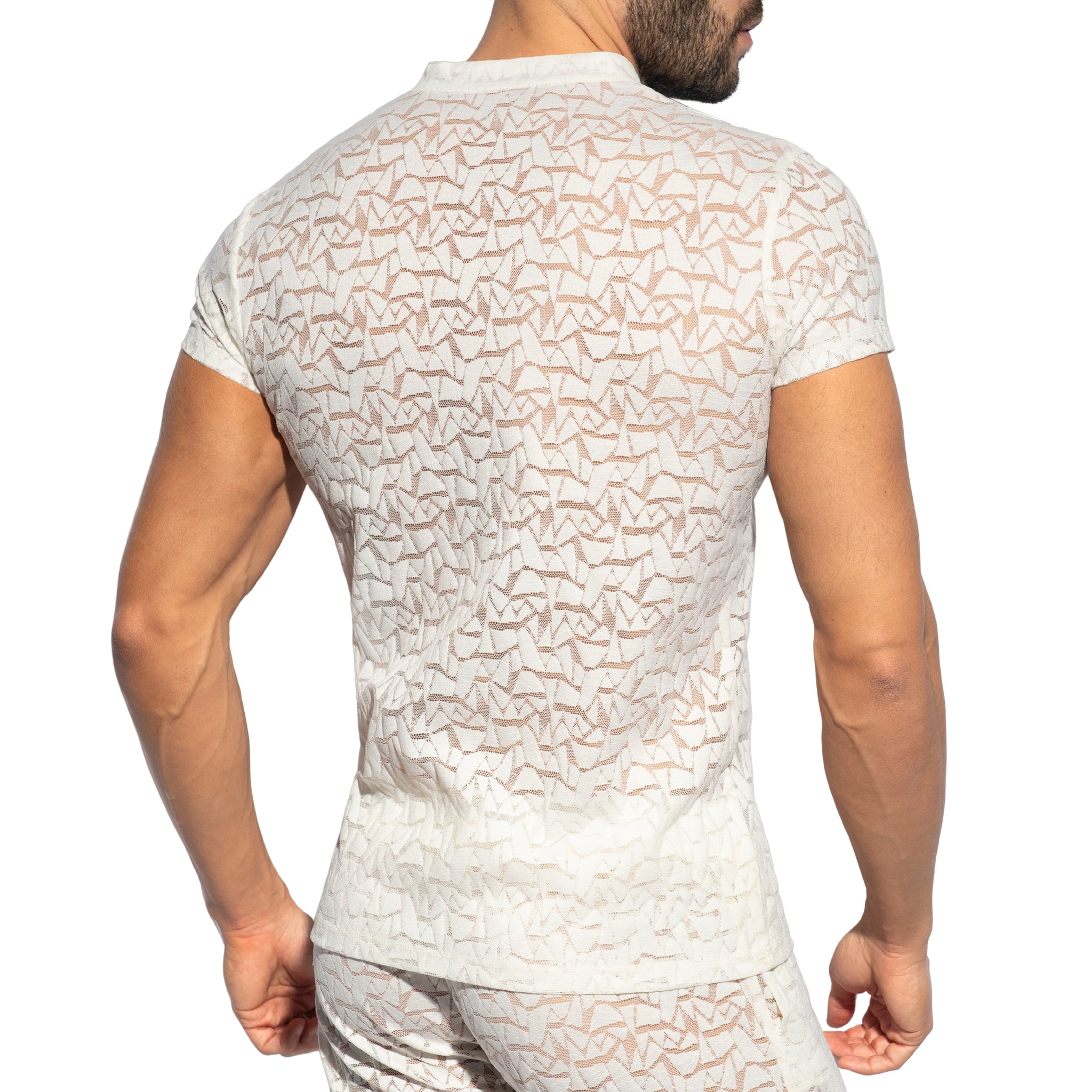 ES Collection Spider V-Neck Polo-Shirt Ivory TS320