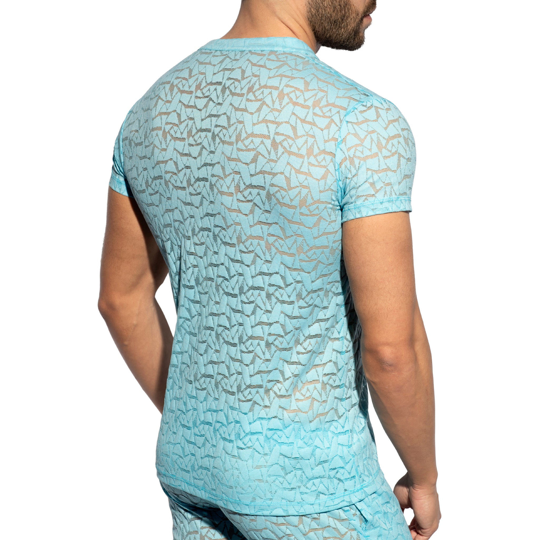 ES Collection Spider V-Neck Polo-Shirt Sky Blue TS320