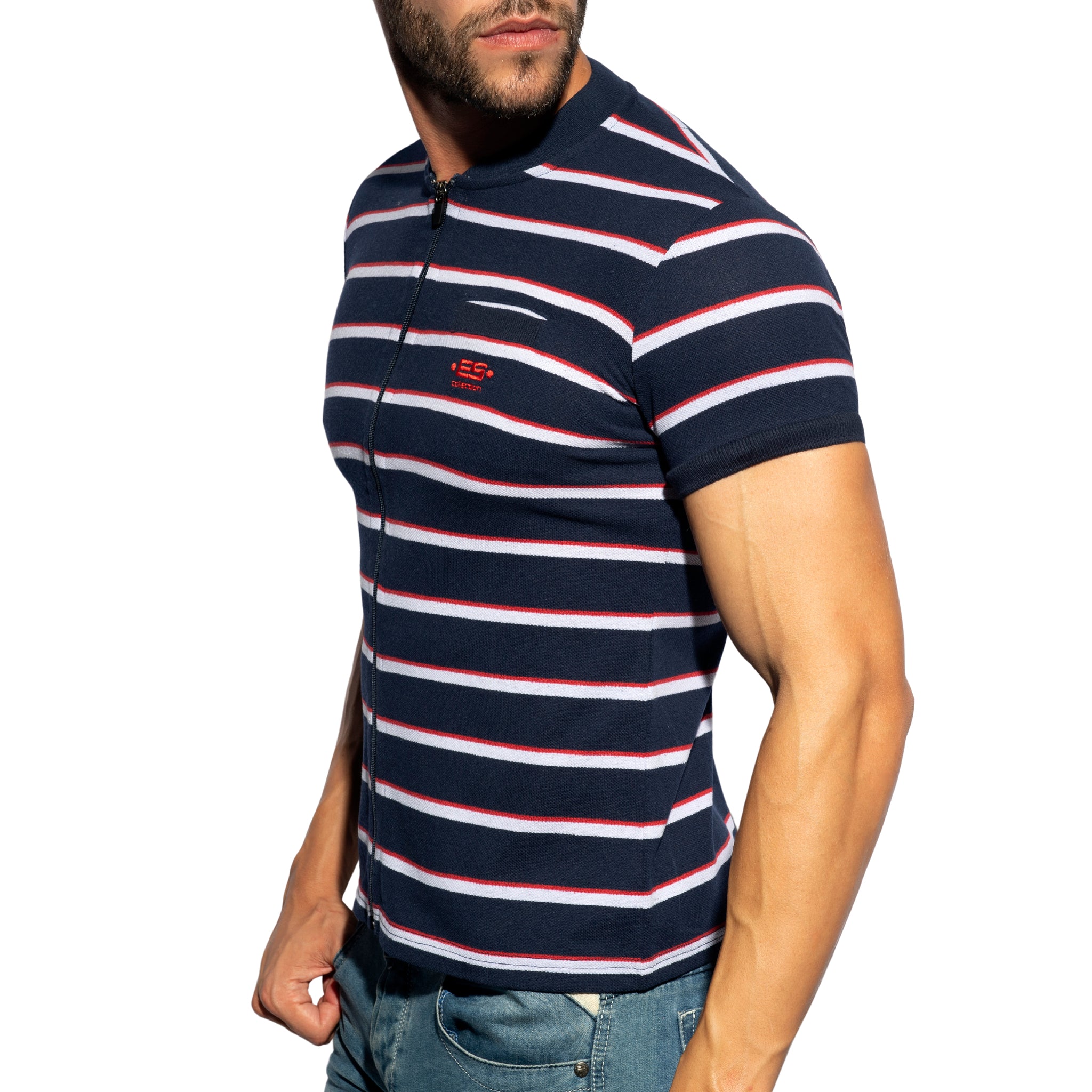 ES Collection Stripes Polo Shirt Navy POLO34