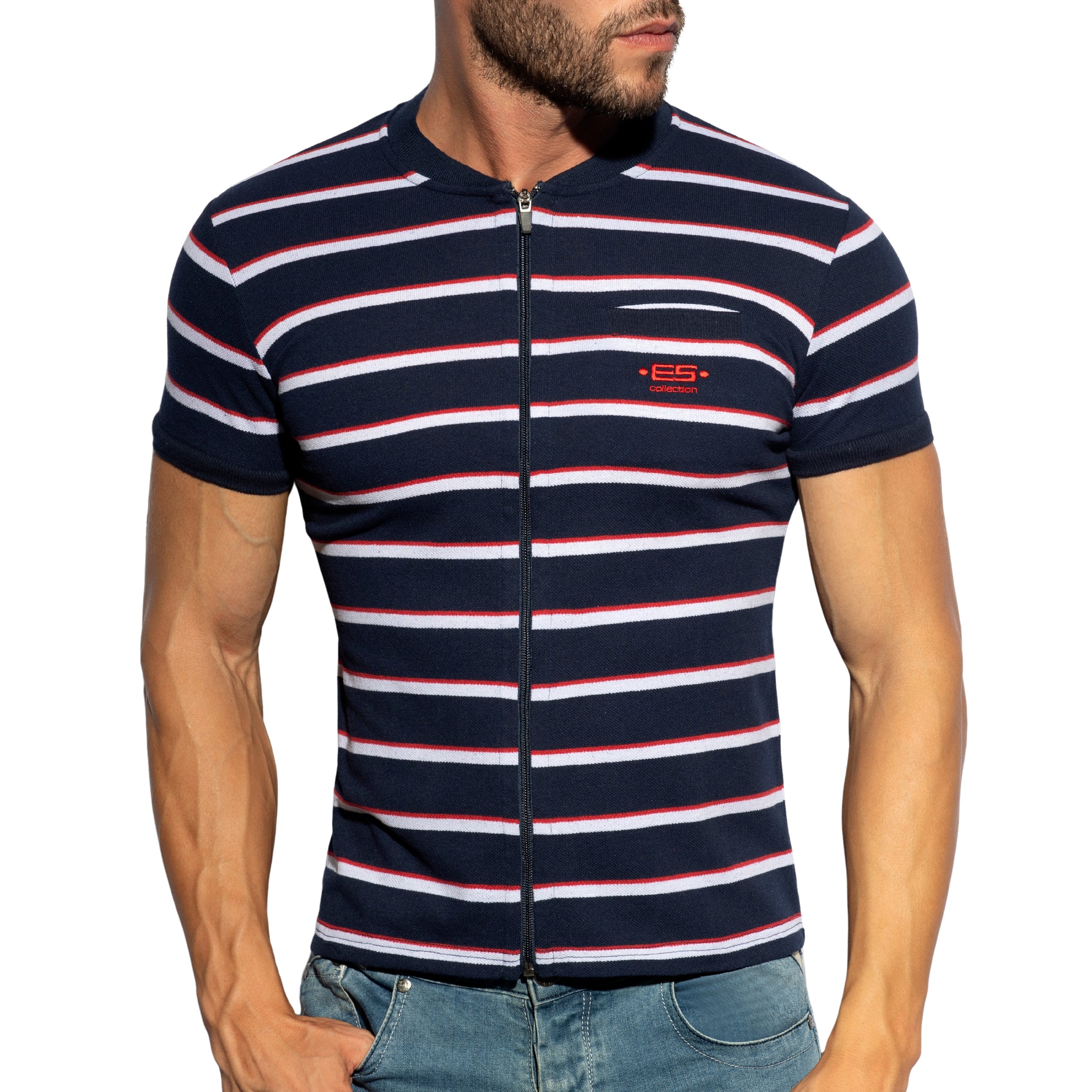 ES Collection Stripes Polo Shirt Navy POLO34