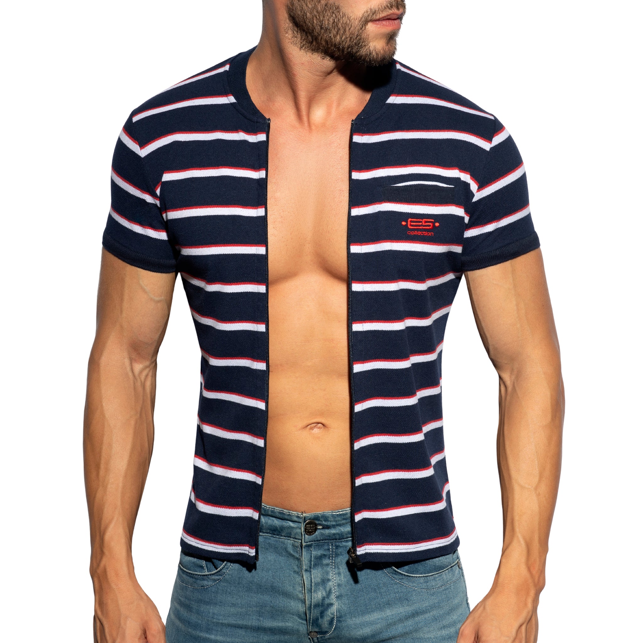 ES Collection Stripes Polo Shirt Navy POLO34